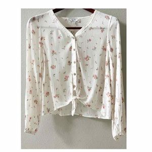 New Printed Lace Trimmed Blouse